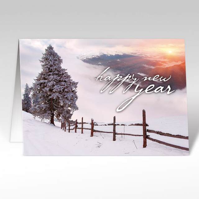 Neujahrskarten mit Landschaft "happy new year" 1