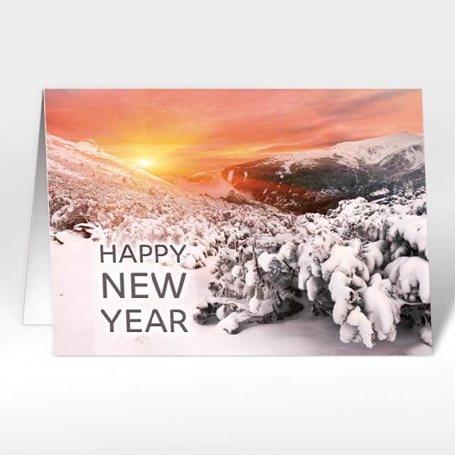 Neujahrskarten mit Landschaft "happy new year" 2