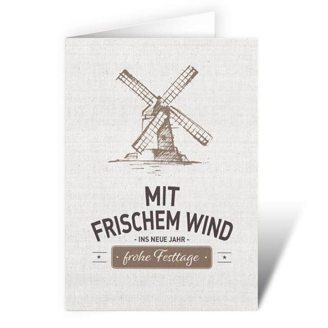 Neujahrskarten "Windmühle mit frischem Wind ins.."