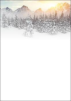 Weihnachtsbriefpapier verschneite Bergwelt