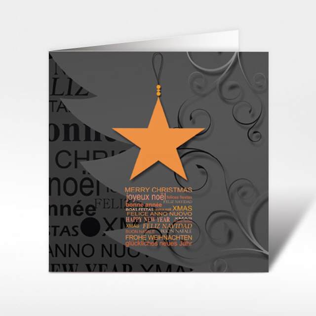 Weihnachtskarte mit Sternenglanz, 150 x 150
