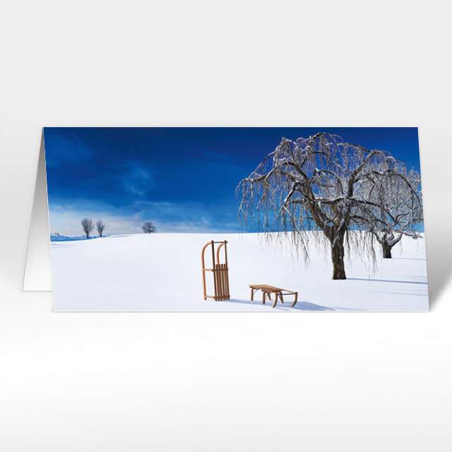 Weihnachtskarten Schlittenfahrt, 210 x 105 mm