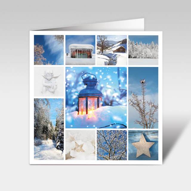 Weihnachtskarten mit Laterne und Sterne, 150 x 150