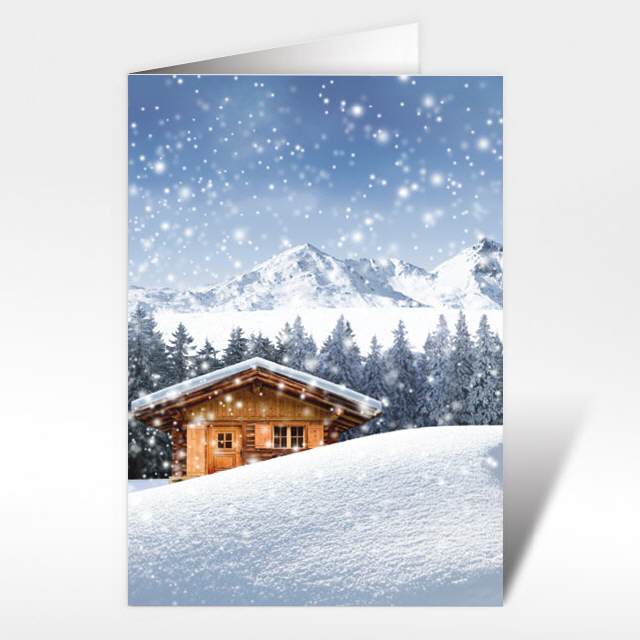 Weihnachtskarten "Santas Holzhaus" A5 hoch