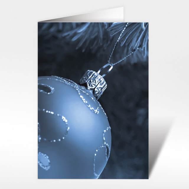 Weihnachtskarten "Weihnachtskugel in blau, A5"