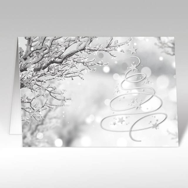 Weihnachtskarten "silver christmas tree" A5 quer
