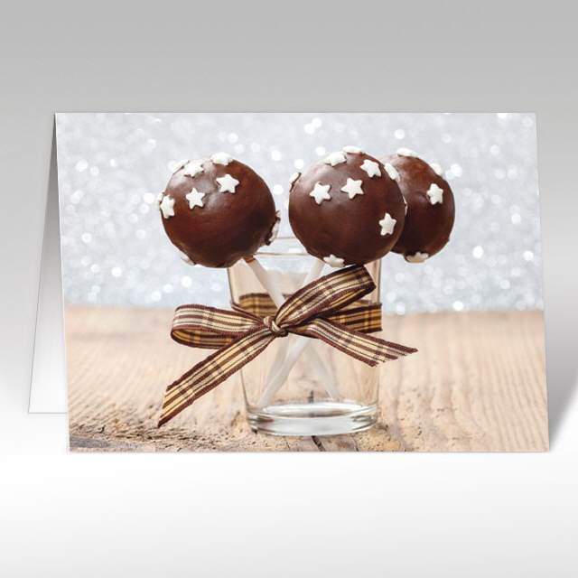 Weihnachtskarten "Schokolade-Kugeln, A5 quer"