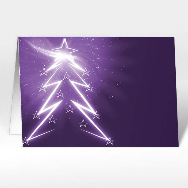 Weihnachtskarten mit Weihnachtsbaum, in violett