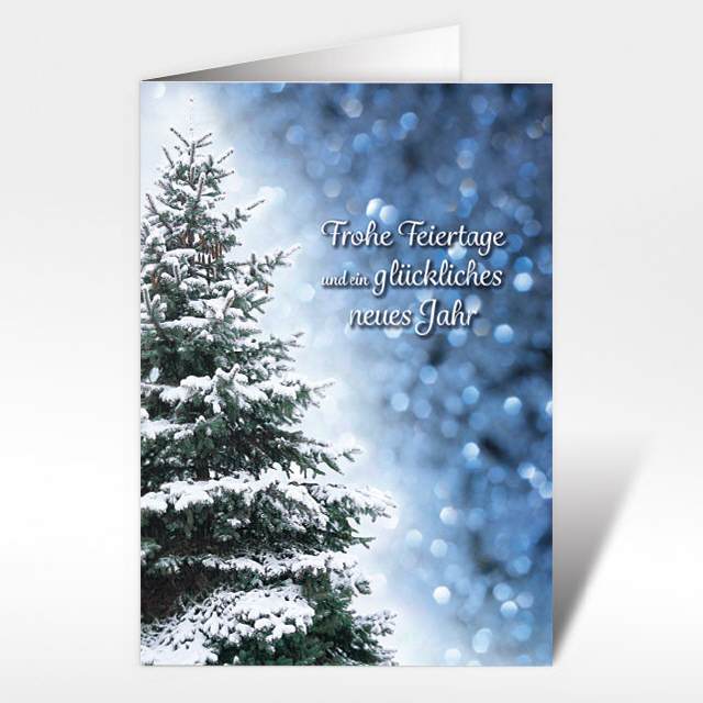Weihnachtskarten verschneiter Tannenbaum