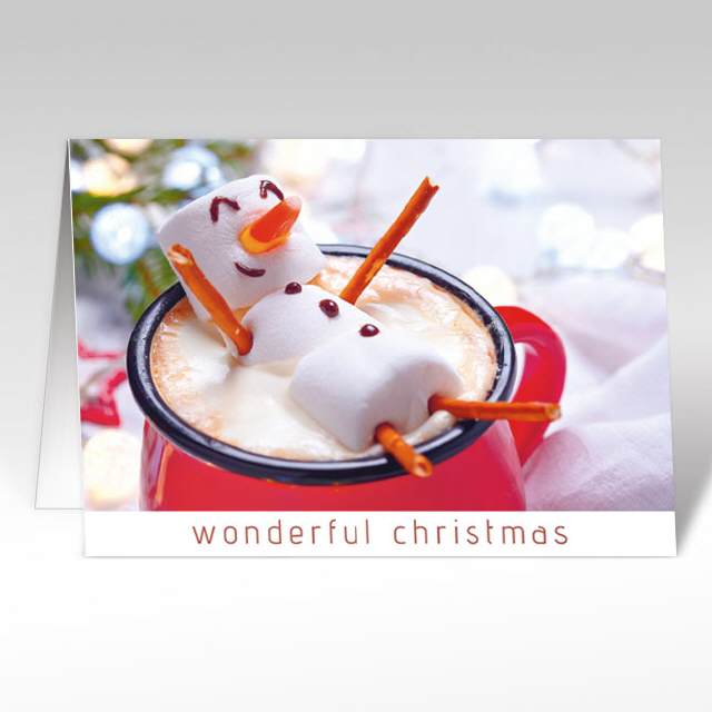 Weihnachtskarte "Marshmallow am Baden"