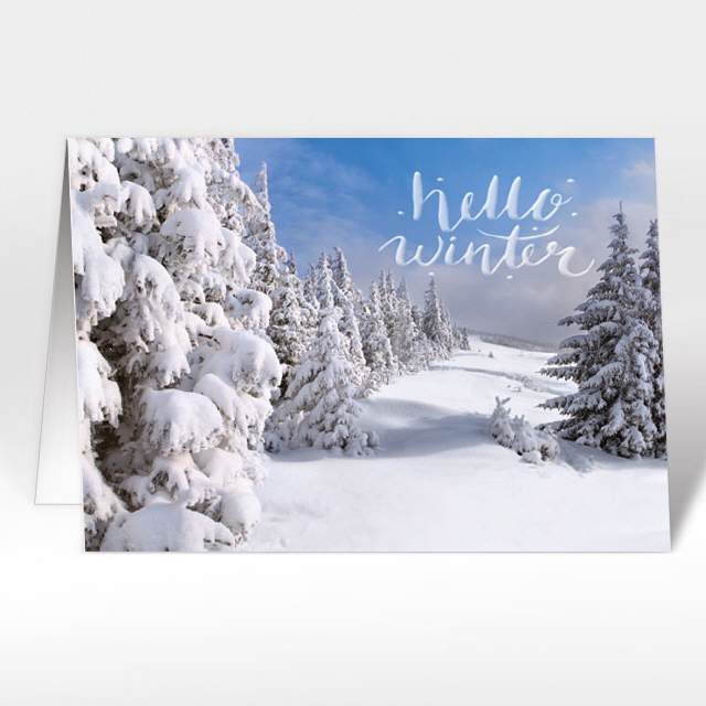 Weihnachtskarten mit Landschaft "hello winter" 1