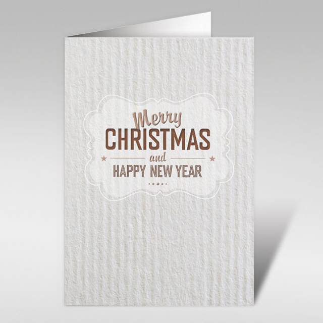 Weihnachtskarte mit Papierstruktur und Text