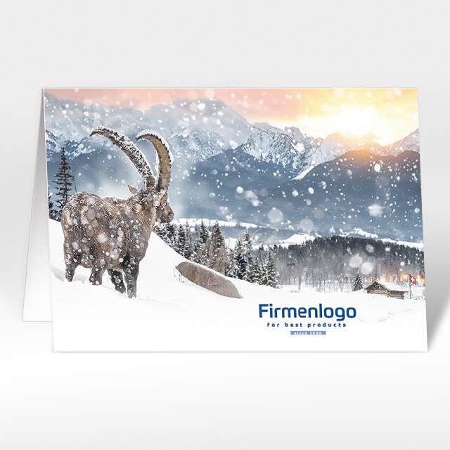 Weihnachtskarte "Steinbock" mit Logoeindruck