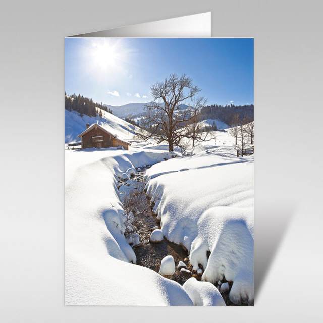 Weihnachtskarten "Winterlandschaft mit Bach" A6