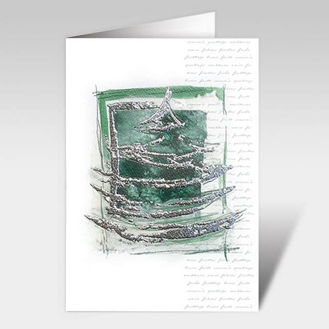 Weihnachtskarten "Weihnachtsbaum in silber"