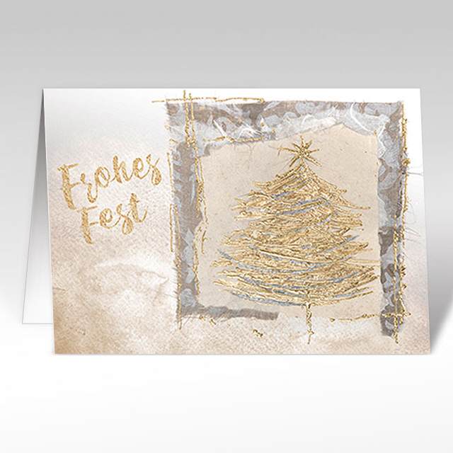Weihnachtskarte "mit goldenem Weihnachtsbaum"