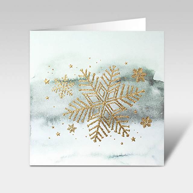 Weihnachtskarten "goldene Schneeflocken"