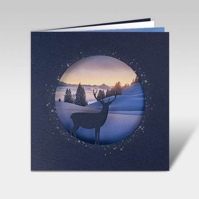Weihnachtskarten "Hirsch in Winterlandschaft"