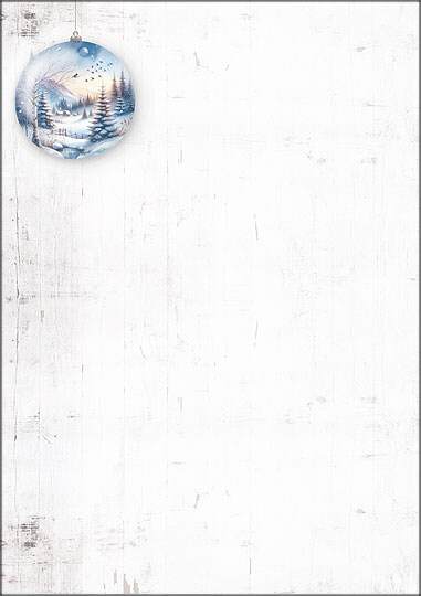Weihnachtsbriefpapier "Weihnachtskugel Holzwand"