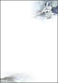 Weihnachtsbriefpapier Winterlandschaft gemalt