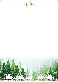 Weihnachtsbriefpapier Santas Schlittenfahrt