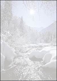 Weihnachtsbriefpapier Winterlandschaft mit Bach
