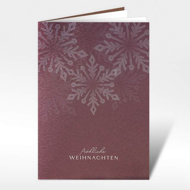 Weihnachtskarte "Bordeauxrot & Schneeglanz"