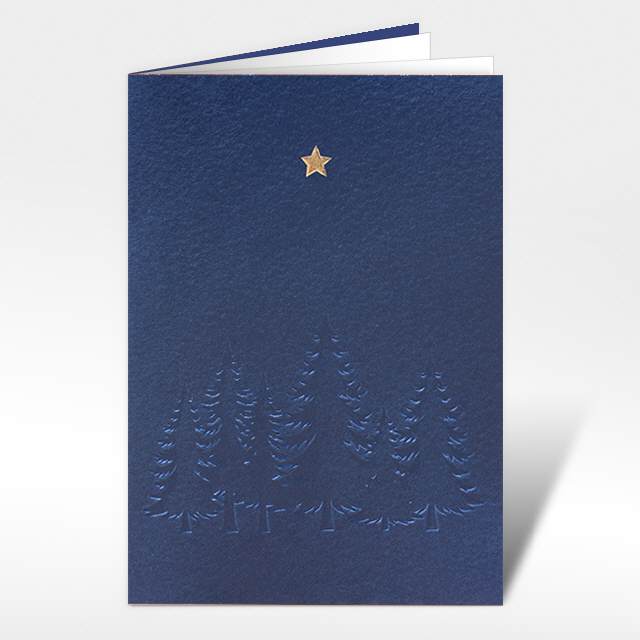 Weihnachtskarte mit Tannenwald