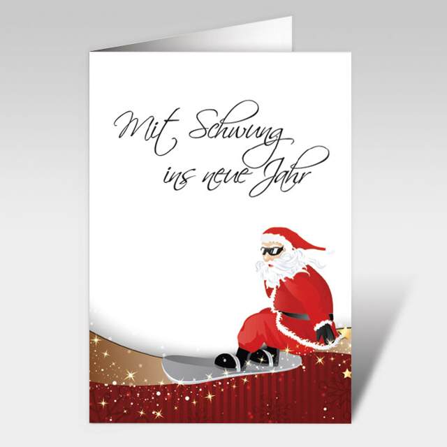 Weihnachtskarte "Weihnachtsmann Snowboard"