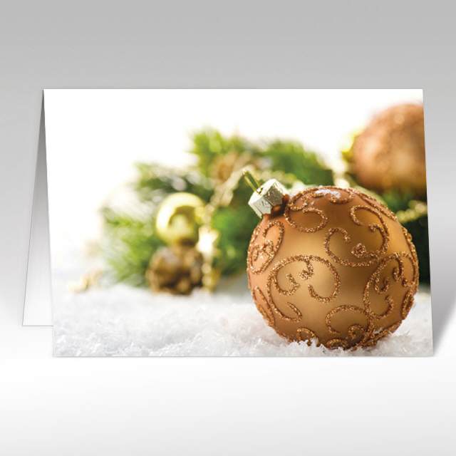 Weihnachtskarte mit Kupfer-Weihnachtskugeln, A5