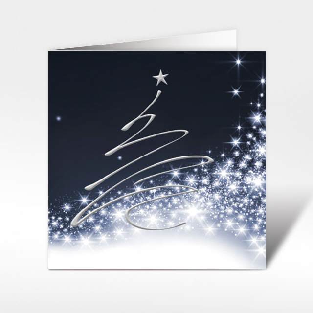 Weihnachtskarten "silberner Christbaum, 150 x 150"