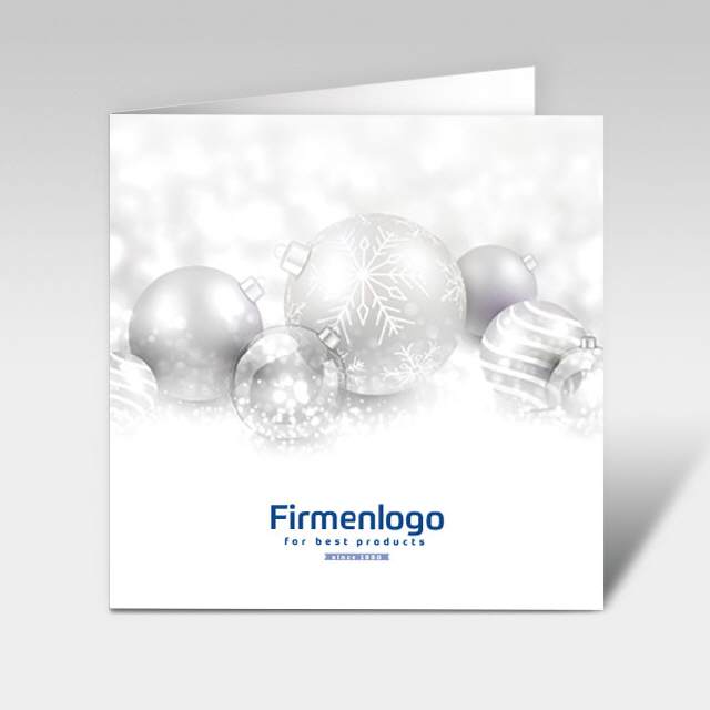 Weihnachtskarten "Weihnachtskugeln mit Firmenlogo"