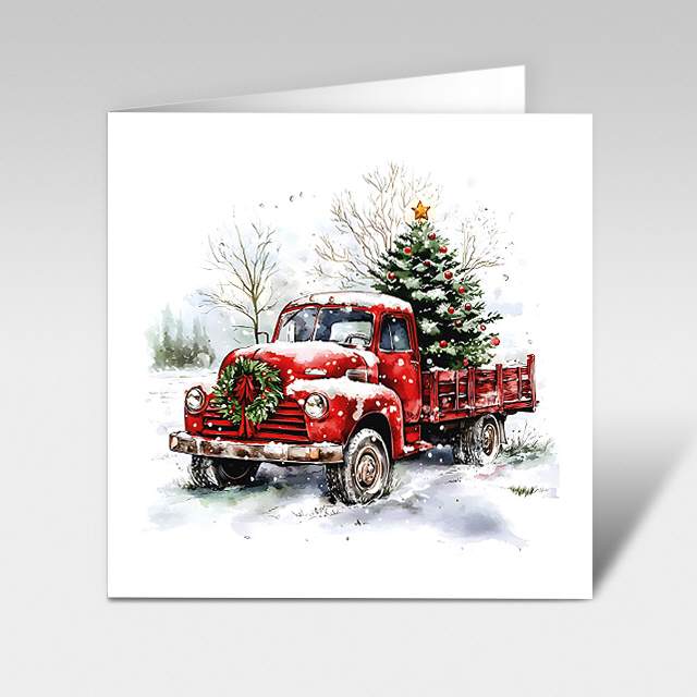 Weihnachtskarte "Weihnachts-Pickup" & Tannenbaum