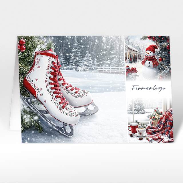 Weihnachtskarten "Winterfreude" mit Logo