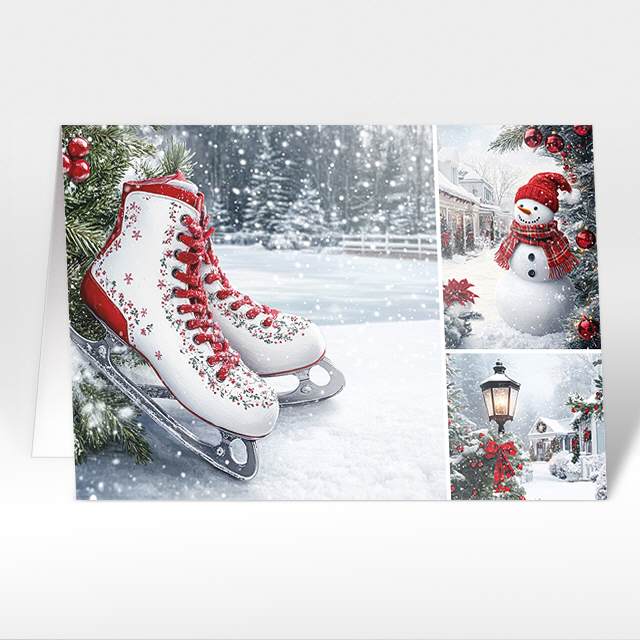 Weihnachtskarte "Winterfreude" Schlittschuhe