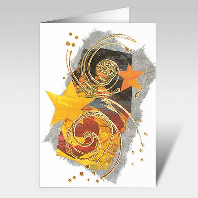 Weihnachtskarten mit Sterne, gold, A5 hoch