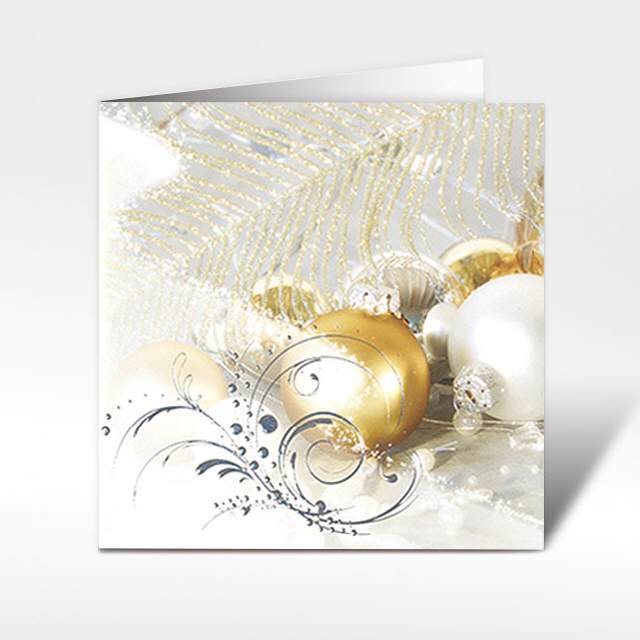 Weihnachtskarten mit Weihnachtskugel, in silber