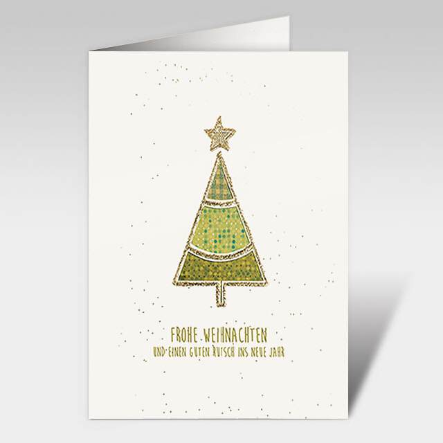 Weihnachtskarten mit Tannenbaum in gold