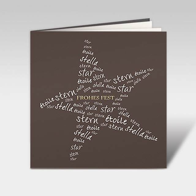 Weihnachtskarten "Stern, Text mehrsprachig"